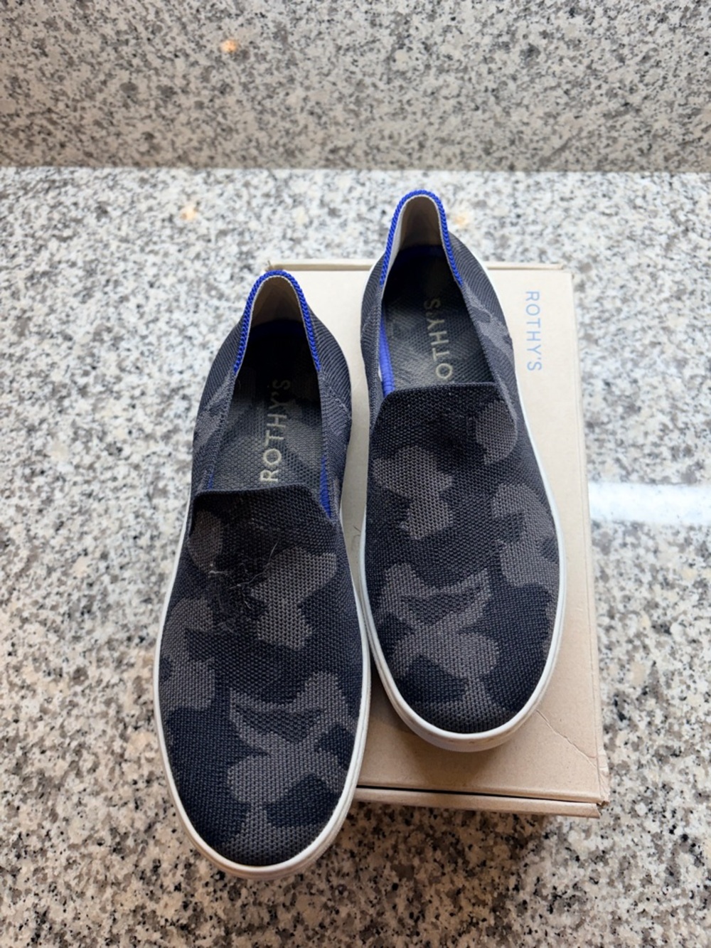 Rothy's Grey Camo Slip-On Sneakers
